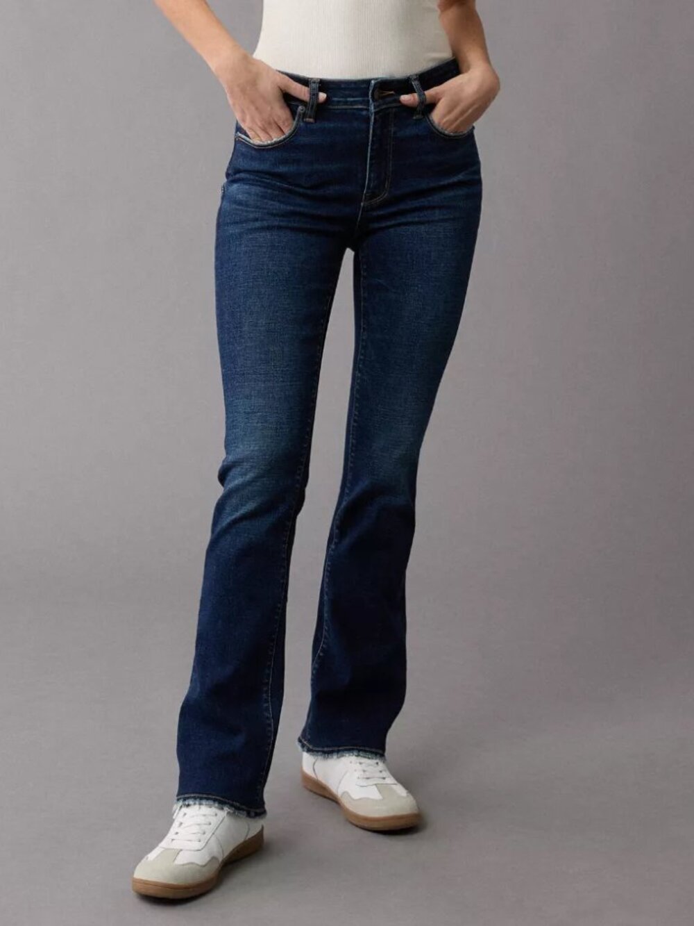 American Eagle Next Level Stretch High Rise Skinny Kick Flare Jeans Dark Wash 8S